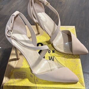 Mix No. 6 Blush Pointed-Toe Ankle Strap Stiletto Heels